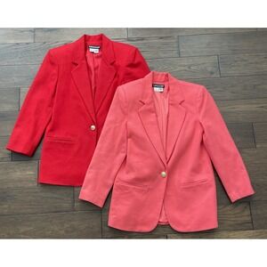 Women's Lined Wool Blazer, Savannah Red & Peach Size 6